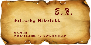Beliczky Nikolett névjegykártya